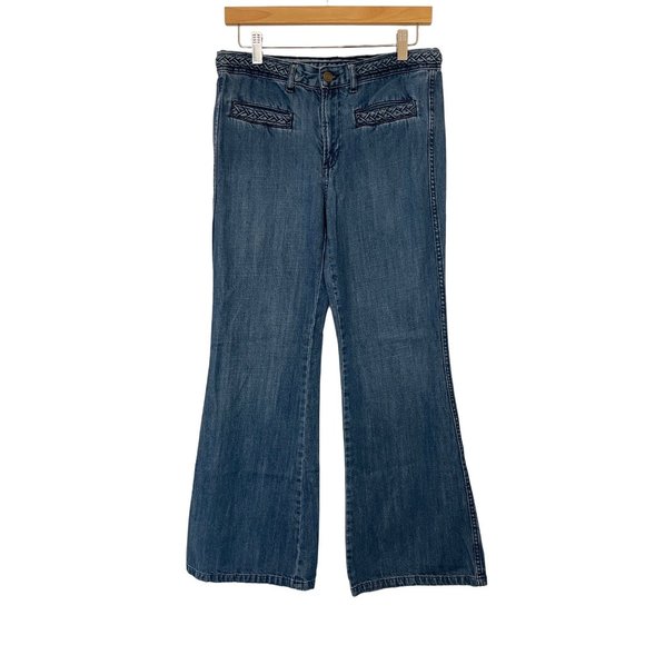 GAP Denim - Gap 1969 Womens Size 6r Original Flare Denim Jeans Boho Braided Indigo Mid Rise